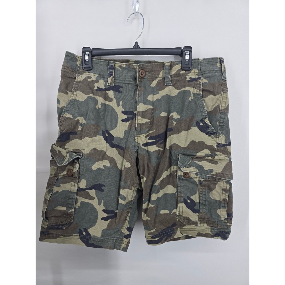 American Eagle Mens Active Flex Camo Cargo Shorts Green Brown Size 34
